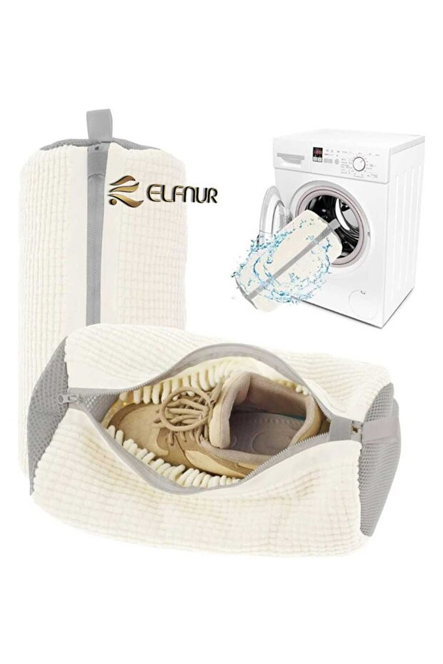 Ayakkabı Yıkama Çantası Özel Makarna Kumaş Fermuarlı Büyük Boy Mikrofiber
