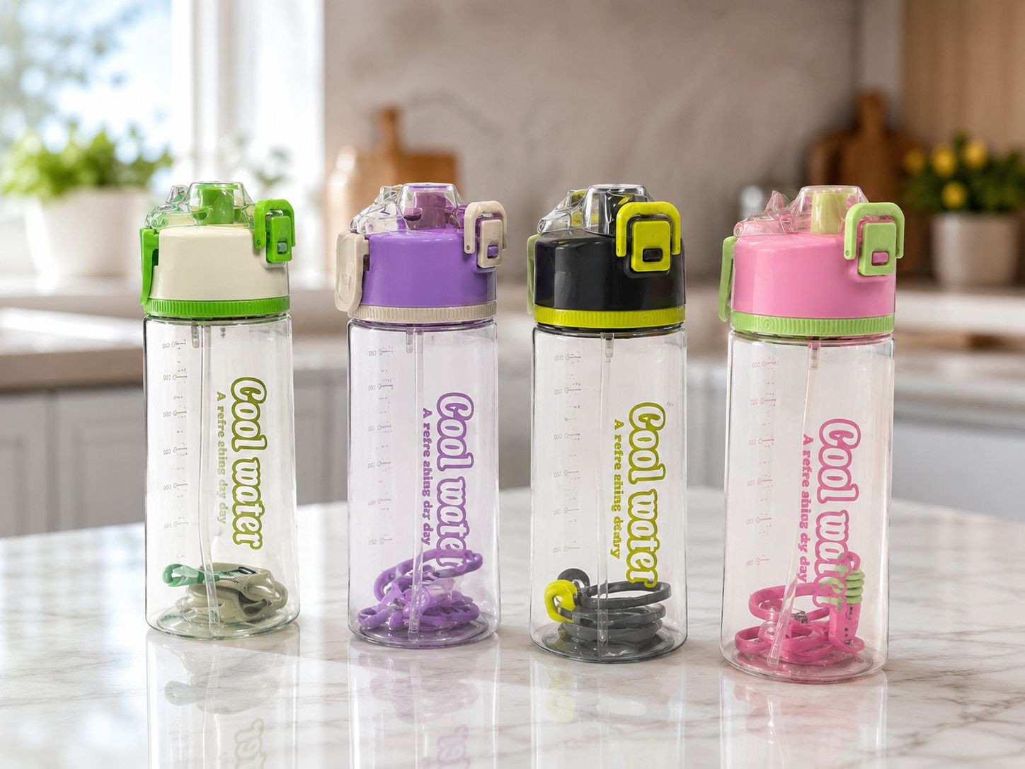 Ferahlatıcı Sprey Püskürtmeli Pipetli Suluk & Matara 750ml