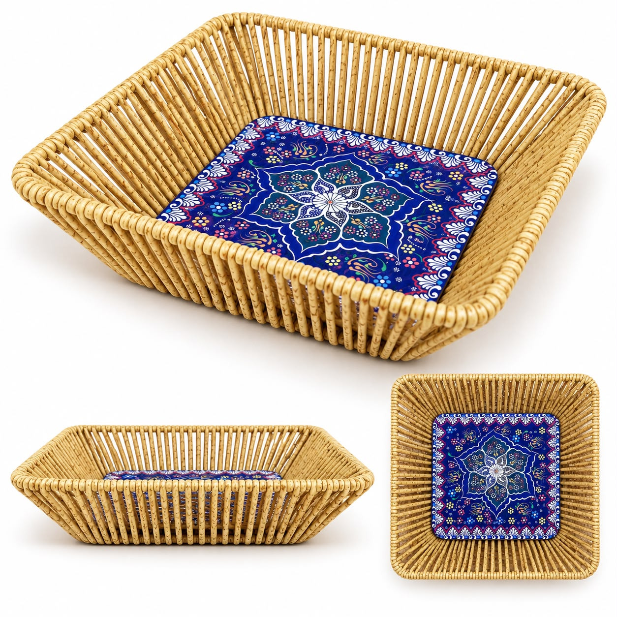 Rattan Çini Desenli Ekmeklik Kare CE-6993