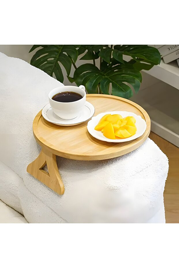 Modern Ahşap Oval Koltuk Sehpası Tepsi Dekoratif 30-35 cm